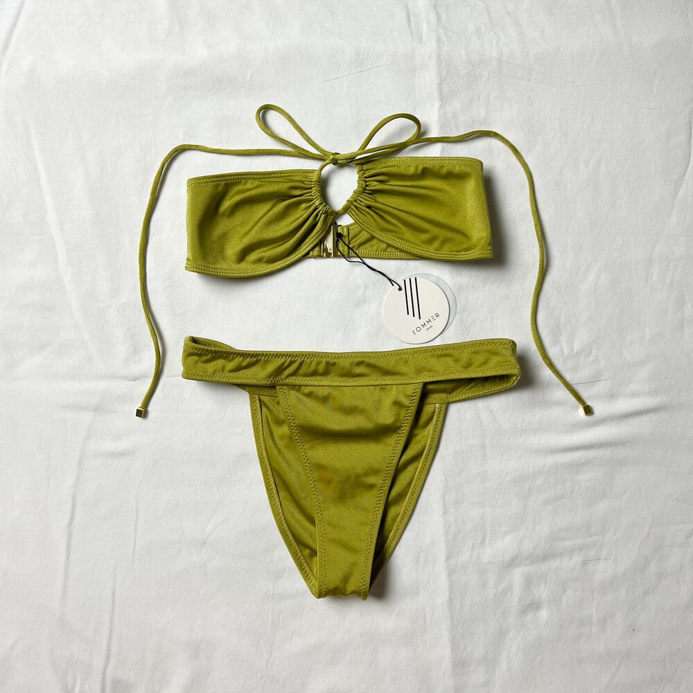 sommer swim naomi green strapless bikini set